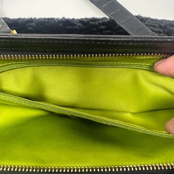 Kate Spade Vintage Lamb's Wool Black Bag With Leather Handles - Picture 14 of 16